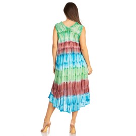 Sakkas 605 Desert Sun Caftan Dress/Cover Up - Green/Blue - One Size
