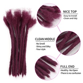 FAELBATY Human Hair Loc Extensions 0.6 cm Thickness 6 Inch 30 Strands Handmade and 100% Human Hair Dreadlock Extensions for Men Women Can Be Dyed Bleached Curled Twisted (99J)