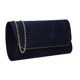 SwankySwans Women's Anny Suedette Flap Clutch Sling Bag, navy