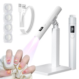 Geerow UV Nail Light, Pen Shape, LED & UV Gel Nail Light, Nail Light with Stand, Nail Light, Handy, UV LED Light, Quick Drying, Handy, Portable Nail Light, 2 Step Timer, Professional Use, Mini Curing