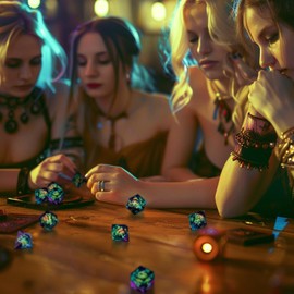 GiGiGuGu DND Dice Set - Liquid Core Beholder's Dragon Eye 7pcs Polyhedral Resin Dice with Sharp Edged and DND Metal Gift Box for RPG & Role Playing (D20, D12, D10/D%, D8, D6, D4) (Green&Purple)