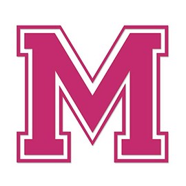 Applicable Pun Varsity Letter M - Vinyl Decal for Outdoor Use on Cars, ATV, Boats, Windows and More - Hot Pink (Magenta) 11 Inches Tall