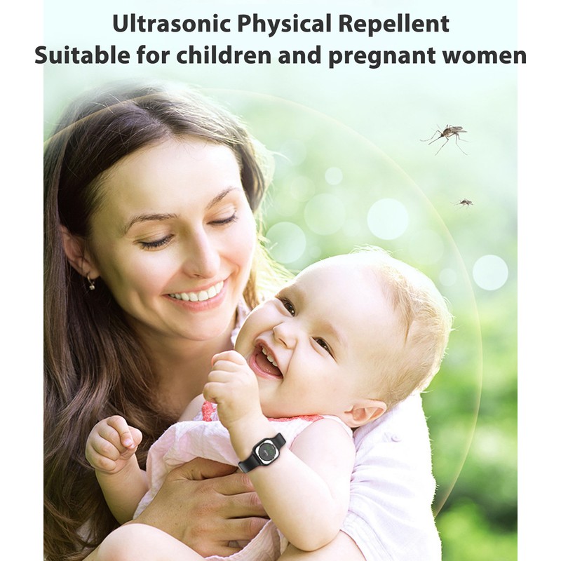 Ultrasonic Repellent Bracelet Watch with Clock Function Rechargeable Waterproof Repellent