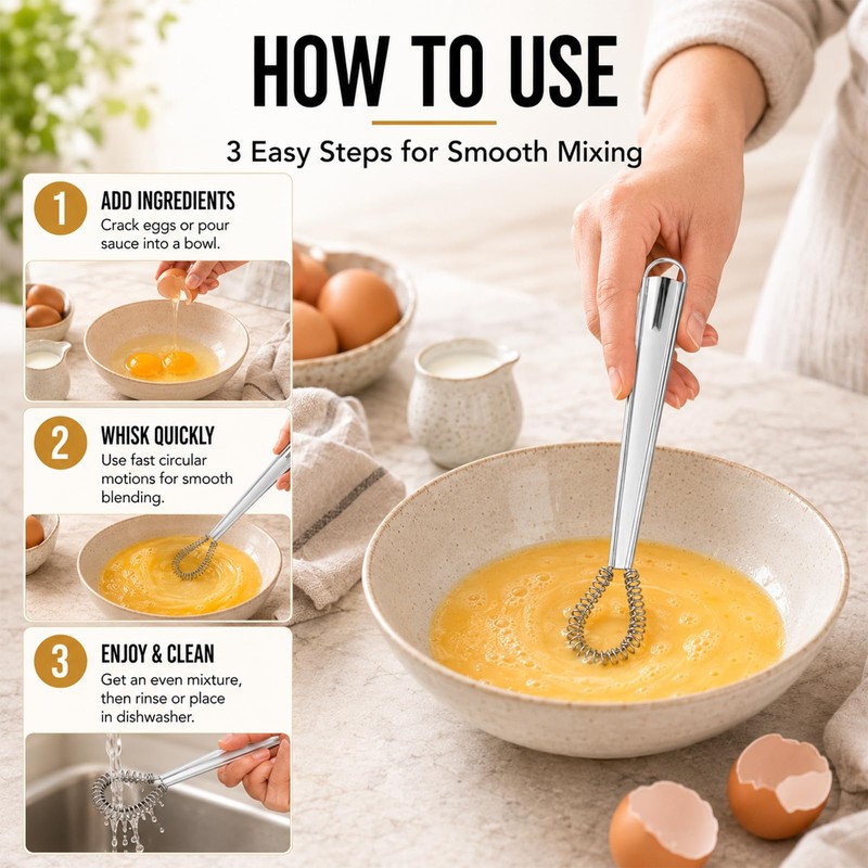 2 Pack Stainless Steel Mini Whisks Spring Coil Wire Egg