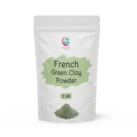 Yogis Gift - Arcilla verde francesa de 1 libra  Limpiador facial profundo  Máscara facial orgánica suavizante  Máscara desintoxicante natural  Argile 