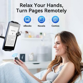 Hogance Tablet-Halterung für Kindle-Lesen mit RF Fernbedienung Seitenwenden (HKRC004), eReader Halter Ständer mit RF-Fernbedienung zum Umblättern, Zubehör für Kindle-Lesen im Bett, Geschenke für Leser