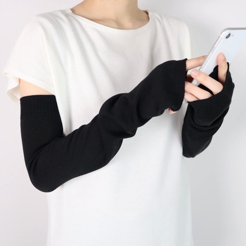 Prodigal Women's 100% Washable Silk Arm Cover, Long Length, Black
