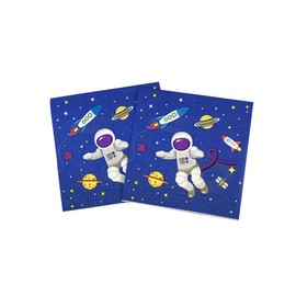 AYAROS Outer Space Party Napkins, 40PCS Outer Space Napkins Disposable, Astronaut Party Supplies Birthday Decorations, Rocket Ship Party Dinner Paper Napkins for Wedding, Theme Party,6.5 Inch, Blue
