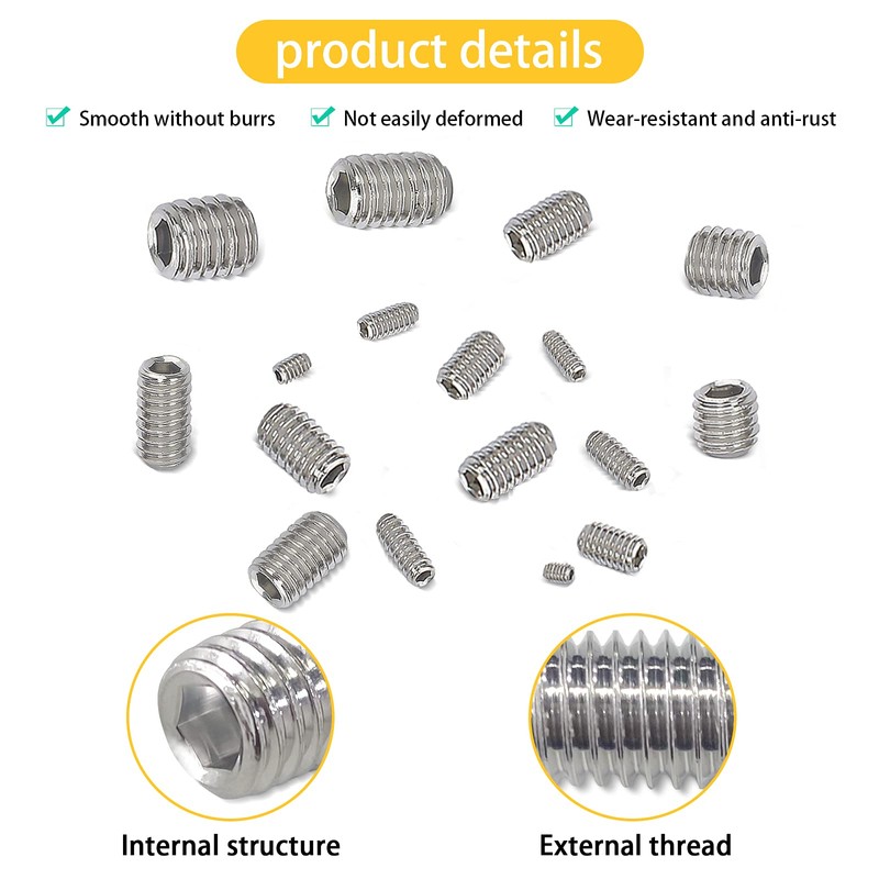 JatilEr 540Pcs Grub Screws Set, Metric Hex Grub Screw Mixed