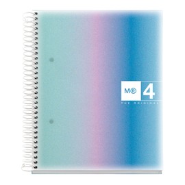 Miquelrius - A5 Notebook, Polypropylene Cover, A5 Notebook with 120 Micro Perforated Sheets, Squared Notebook with 4 Colours to Organise Extra Opaque Paper 70 g/m², 2 Holes for
