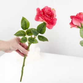 Factory Direct Craft Set of 6 Beauty Pink Artificial 16" Long Stem Open Rose Spray Bundles