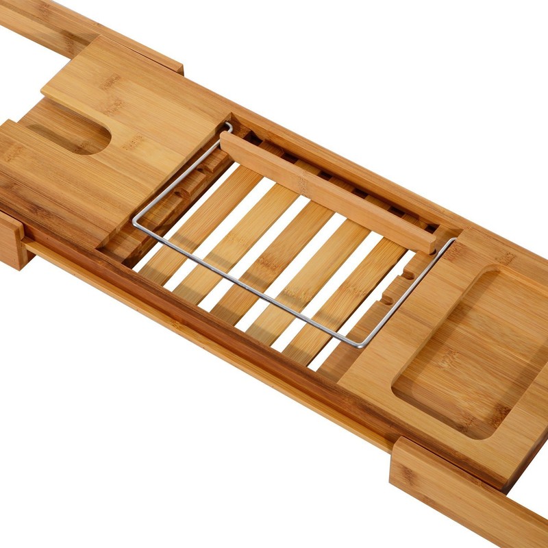 LEGENDARY-YES Bathtub Rack Bamboo Shelf Shower Tub Book Reading Tray