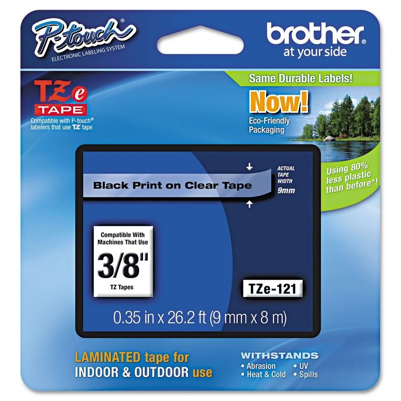 Brother TZe121 - TZE-121 LAMINATED TAPE 9MM 8M - BLACK