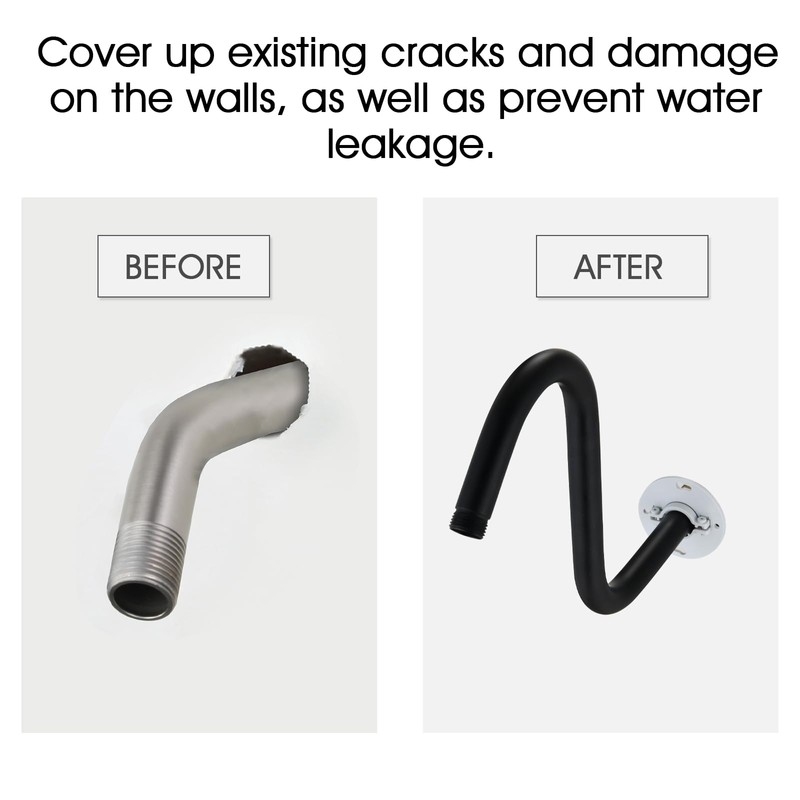 RAINREVIVE Shower Head Arm 10 Inch, S Shaped Shower Head