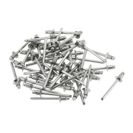RATCHROLL 50 Pcs Open End Large Flange Blind Rivets 4.8mm Grip Diameter 6mm Grip Length 9.5mm Flange Diameter Silver Tone Stainless Steel