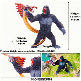 Higherbros King Kong Toys, Gorilla Toy Model, King Kong with Snake Action Figures, Gorilla Toys Set for, for Kids Gift, Play or Decor.