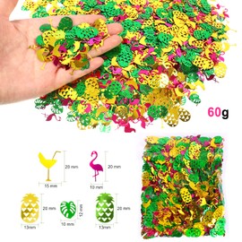 HOWAF Hawaiian Party Decorations Confetti, Hawaiian Confetti Hawaii Confetti Flamingo Pineapple Palm Leaves Confetti Tropical Party Confetti for Luau Party Table Decoration Hawaii Party Decorations