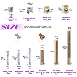 125Pcs 3 in 1 Furniture Cabinet Fixing Screw Locking Cam Bolt Nut Fitting Kit, Cam Fitting with Furniture Eccentric Fitting Furniture Side Connecting Pre-Inserted Nut Screw Eccentric Wheel