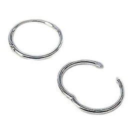 16MM Sterling Silver Fine Circle Round Endless Half-Hinged Hoops - Polished Round Hoop Sleeper Earrings for Women/Teenage/Girls - 925 Sterling Silver