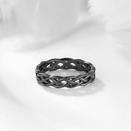 SOMEN TUNGSTEN 925 Sterling Silver Celtic Knot Eternity Band Ring Engagement Wedding Band 4mm Size 6