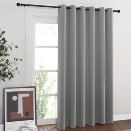 NICETOWN Extra Wide Sliding Door Curtains, Thermal Insulated Blackout Patio Curtain for Sliding Glass/French Door (Silver Grey, W80 x L84)