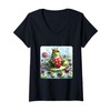 Womens Frog Awaits Valentine's Princess With Chocolates On Lilypad V-Neck