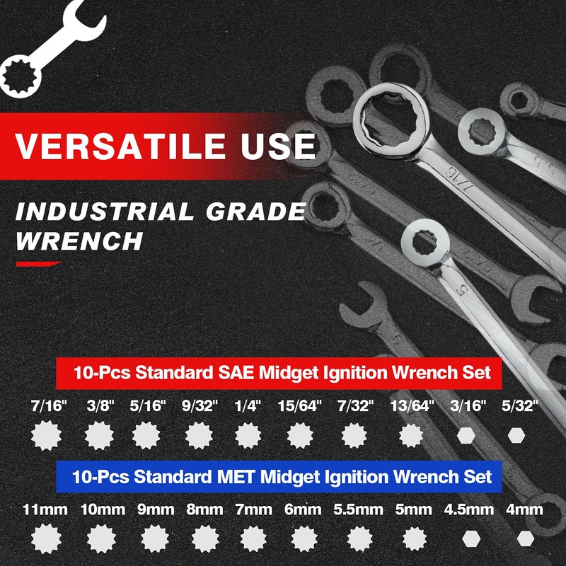 SPEEDWOX Mini Wrench Set Metric SAE Ignition Wrench Sets Open