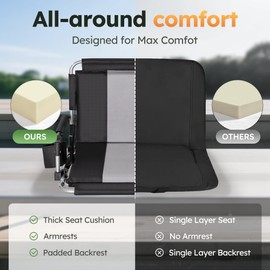 LET'S CAMP 2 Pack Folding Stadium Seats, Portable Bleacher Chairs with Comfortable Cushions, Cup Holder and Mesh Bag, Perfect for Sports Games and Outdoor Activities