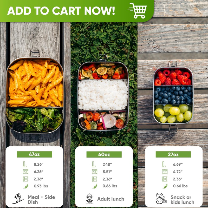 Blockhütte Stainless Steel Lunch Box I 27oz I with free