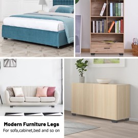 SUMNACON 4Pcs 5.5cm Metal Sofa Legs Furniture Feet Wardrobe Leg, Modern Solid Sofa Feet Cabinet Feet Table Legs for DIY Replacement (Black)