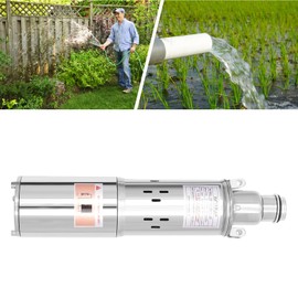 Deep Well Submersible Pump, 12V Stainless Steel High Pressure Water Pump 180W DC Solar for Livestock Drinking or Tank Filling Farm