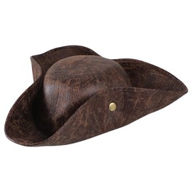 Pirate Hat Pirate Accessories Tricorn Hat Leather Medieval Hat Distressed Tricorn Hat Colonial Hat Pirate Costume Fancy Dress Cavalier Hat Pirate Captain Cosplay Party Hat Pirate Role Play Outfit