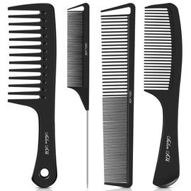 SALON SILK SALONSILK 4PCS Professional Comb Set, Wide Tooth Rat Tail Fine Tooth Hair Combs, Braiding Cutting Barber Styling Curly Parting Set for Men and Women