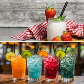 100 Pcs Jumbo Smoothie Straws, Happybase Black Disposable Wide-mouthed Large Straw Plastic Milkshake Straw for Bubble Tea, Popping Pearls(0.51" Diameter and 7.48" Long)