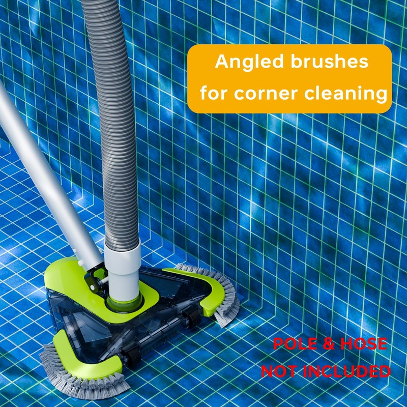 Upgrade Pool Vacuum Head with Wheels & Side Brushes, Universal