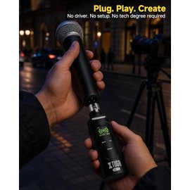 XTUGA Sistema de Micrófono Inalámbrico 2,4 GHz, Transmisor y Receptor XLR 48V, Adaptador Micrófonos Dinámicos Condensador para Espectáculos, Mezclador