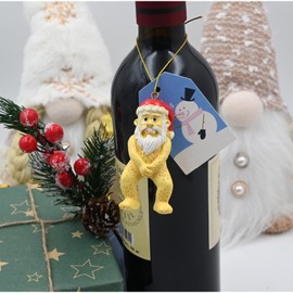 Naughty Christmas Ornaments, 3D Novelty Funny Santa Pendant, Hanging Pendant Decorations for Home Xmas Party (Red)