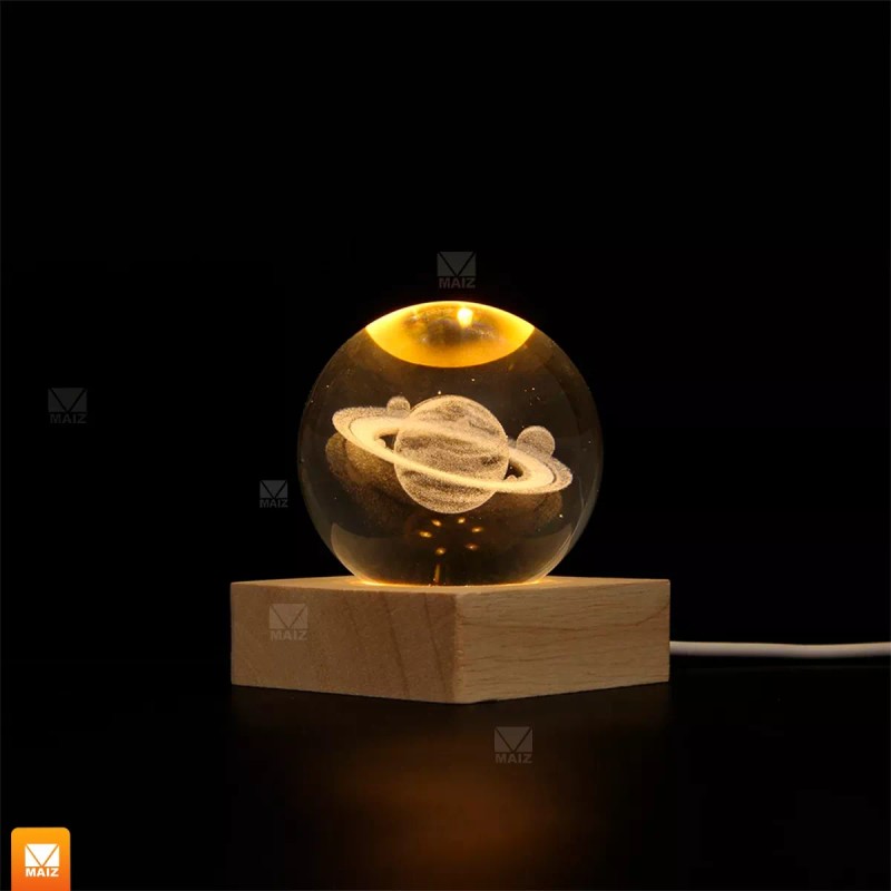 Maíz Lampara Bola Cristal 3d Planeta Saturno Led Noche Nocturna
