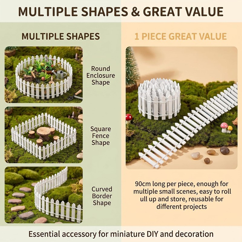 35 Inch Mini Fairy Garden Fence DIY Small Wood Decorative