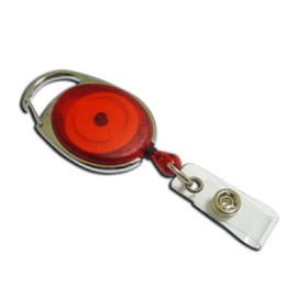 Colourful Retractable Carabiner Badge Reel/ID Card Holder (Red)