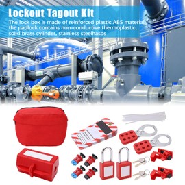 Flylin Electrical Lockout Tagout Padlock Kit, Miniature Circuit Breaker Lockout and Safety Lockout Padlock Loto Labels Hasps Set, Lock Off Kit for Electricians Industrial
