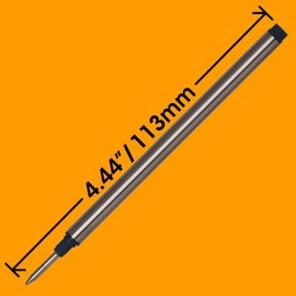 Jaymo Replacement for Montblanc 105158 - Measures 4.44 in / 113 mm Long - Rollerball Pen Refill - 6 Black