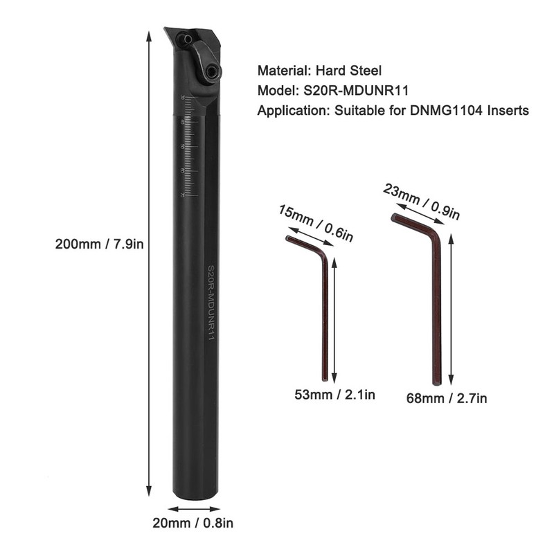 Lathe Boring Bar S20R MDUNR11 Turning Tool Holder with 2
