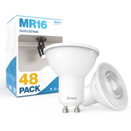 Sunco 48 Pack MR16 LED Bulb, GU10 Dimmable Track Light Bulbs, 5.5W=50W, 3000K Warm White, 550 LM, 25000 Lifetime Hours UL