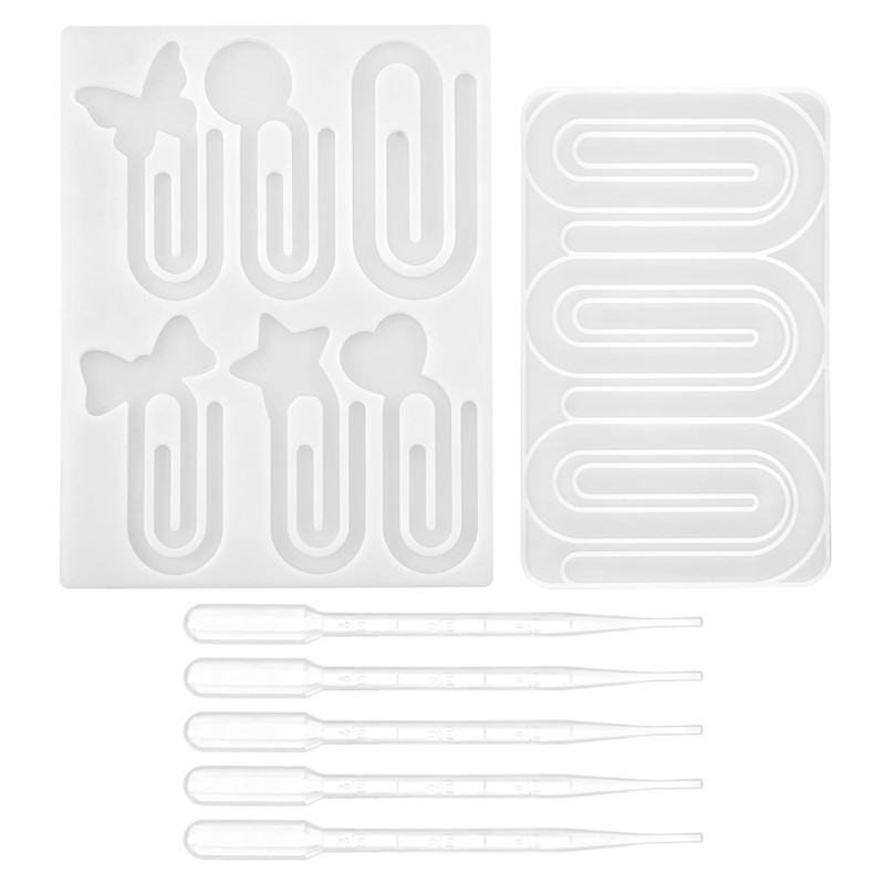 2pcs Paperclip Bookmark Mold, 9-Cavity Silicone White Resin Bookmark Molds