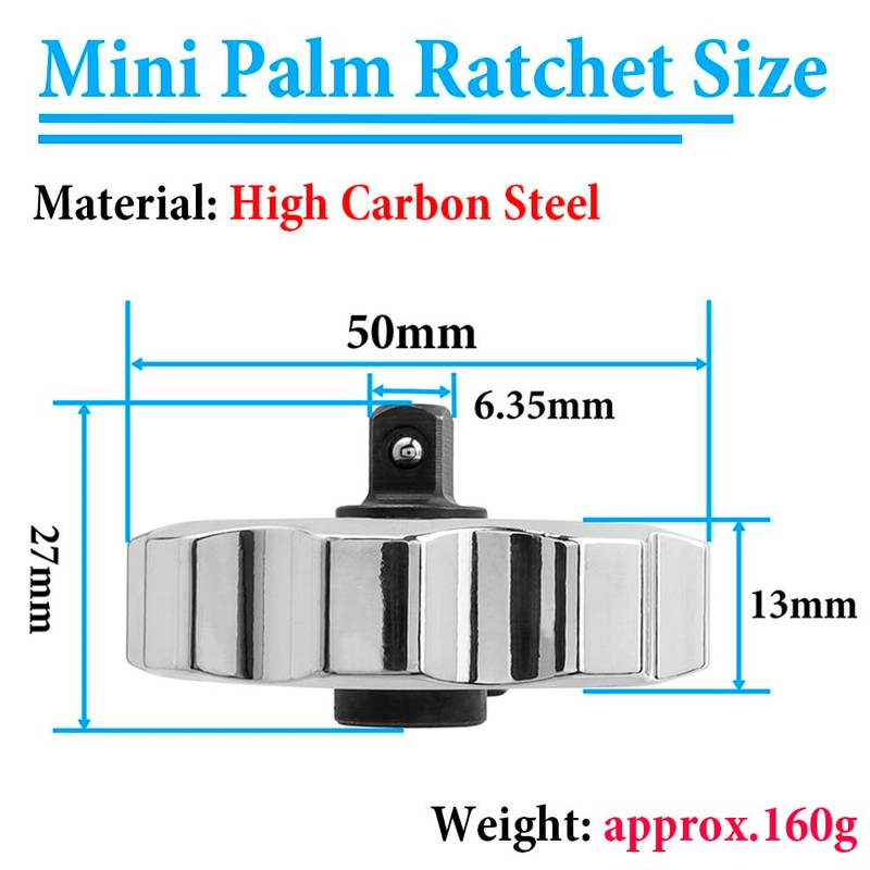 Yakamoz Mini Palm Ratchet Socket Wrench, 1/4" Reversible Finger Ratchet