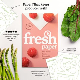 THE FRESHGLOW CO FRESHPAPER Keeps Fruits & Vegetables Fresh for 2-4x Longer, 24 Reusable Food Saver Sheets for Produce (3 Packs), Made in the USA