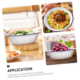 CRILSTYLEO Set of 2 Old Deep Enamel Bowls, Retro Enamel Basin, Mixing Bowl, Retro Enamel Bowl, Enamel Salad Bowl, Soup Bowl, Lard Basin, Salad, Mixing Bowl