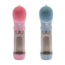 Wiwybsys 2-Pack of Dog Water Bottle, Outdoor Portable Pet Drinking Cup, Leak Proof Small Animals Mug Bowl Dispenser, Travel Hiking, Food-Grade Material, 13.7 oz, Waste Bag (RED+Blue)