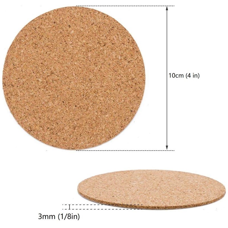 VonkPeter 30 Pack Cork Drink Coasters Round 1/8" Thick-Home Bar